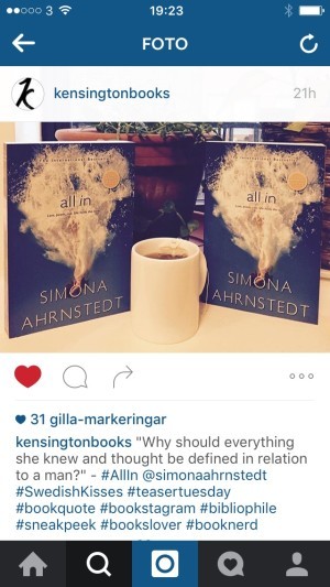 Kensington, mitt amerikanska förlag är väldigt flitiga på sociala medier. Se så fin den är, min booook. (Släpps i juni)