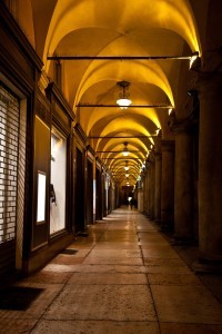 Porticos provide cover from the rain.