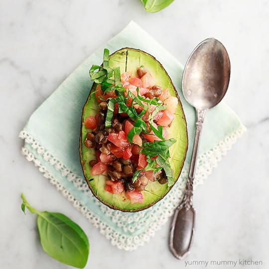 Lentil Bruschetta Stuffed Avocados