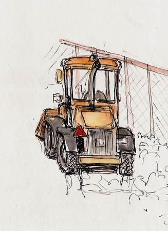 This plow was sitting down the street from McDonalds. The view from our second-story window was a bit odd but it made for a fun quick sketch. Stillman & Birn soft- Alpha (4x6), Platinum 3776, Platinum Carbon ink