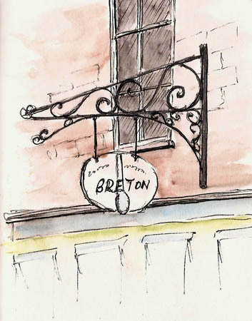 Yvan's last name is Breton and this sign was hanging about half a block up the street. Stillman & Birn soft- Alpha (4x6), Platinum 3776, Platinum Carbon ink