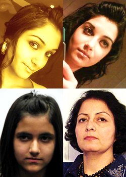 The victims (clockwise from top left) Zainab, Sahar, Rona, Geeti