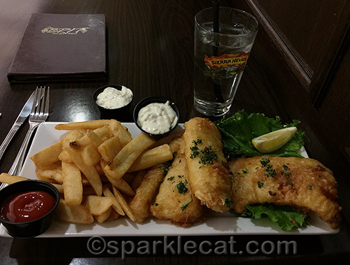 fish and chips dinner at San Jose airport