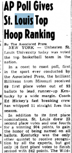 Newspaper from Jan. 18, 1949, indicating the first AP Poll. Library of Congress. 