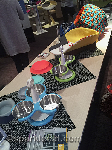 cat bowls and beds at the hauspanther style lounge