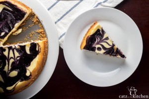 Beautiful Blueberry Swirl Cheesecake