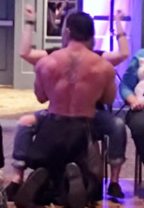 Forgive the blurriness, I was receiving my own lap-dance across the aisle.