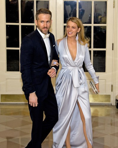 WASHINGTON, DC - MARCH 10: Actors Ryan Reynolds and Blake Lively arrive for the State Dinner in honor of Prime Minister Trudeau and Mrs. Sophie Trudeau of Canada at the White House March 10, 2016 in Washington, DC. (Photo by Ron Sachs-Pool/Getty Images)