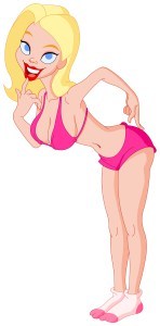 Sexy blond girl in pink underwear