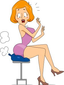 Illustration of a Woman Sitting on a Fart Cushion