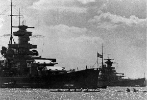German battlecruisers Scharnhorst and Gneisenau in port, circa summer 1939