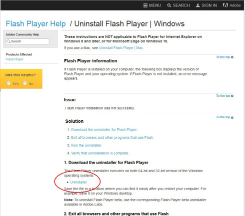 firefox Flashplayer uninstall 1