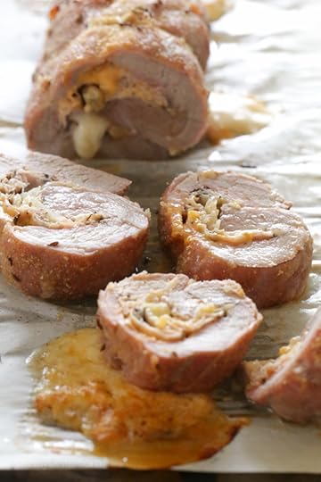 Rueben Stuffed Pork Tenderloin – inspired from the ingredients used in a Rueben sandwich, I stuffed a lean pork tenderloin with pastrami, Swiss cheese, sauerkraut, and Thousand Island dressing. Weight Watchers Smart Points: 5 Calories: 250