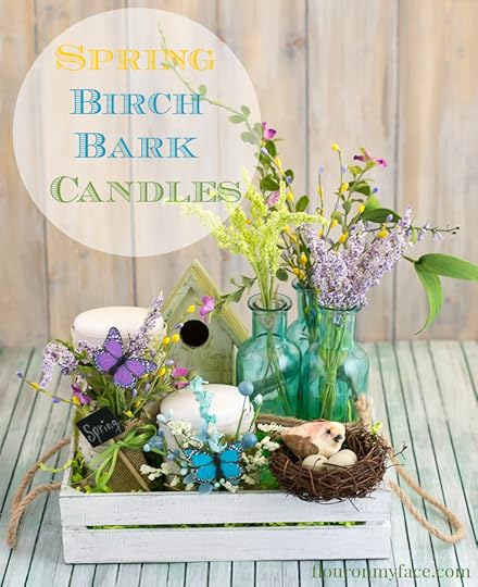 Easy Spring Decor - How to make Spring Birch Bark Candles via flouronmyface.com
