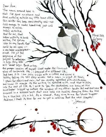 Painted Letter March 2016 Chickadee Aine 350