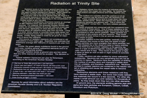 Plaque explaining radiation levels at Trinity Site — Yes, it's L-O-W