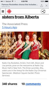 Kristin and her sister Rockettes