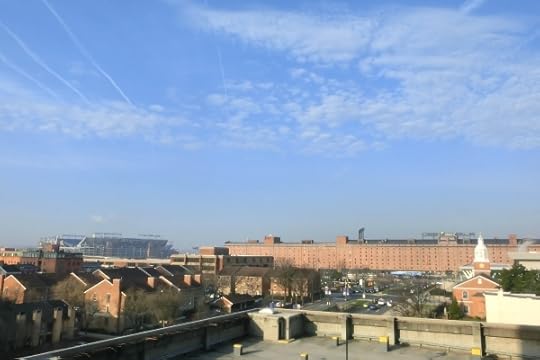Football and baseball stadiums in downtown Baltimore, from my hotel room.