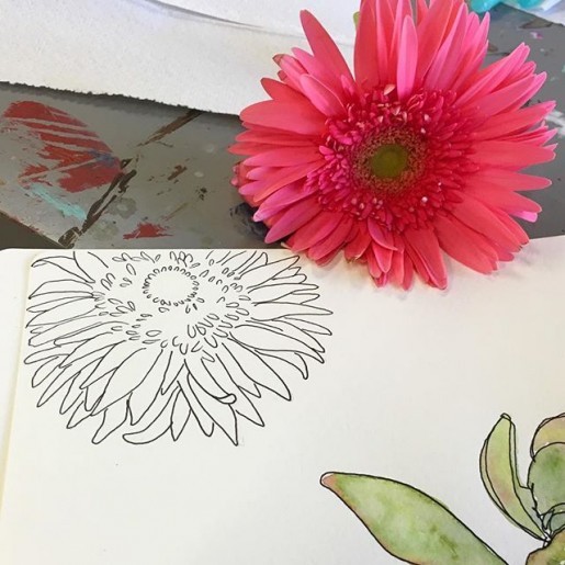 watercolor gerbera daisy (1)
