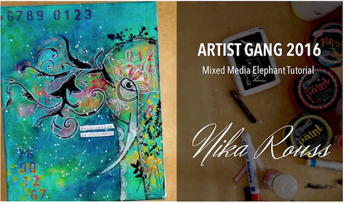 Artist gang nika rouss mixed media elephant tutorial