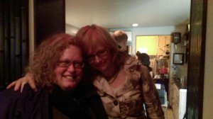 Sue London and Eloisa James at dinner. Sue's a good friend. Eloisa is so generous and friendly.