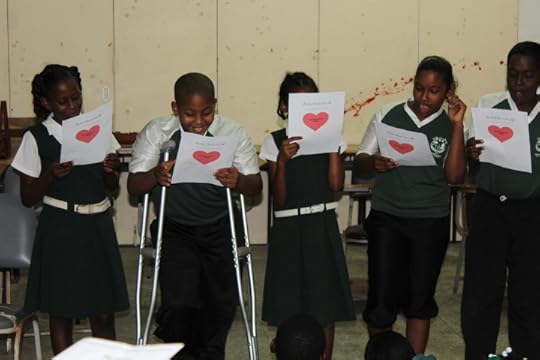 I should have known I was in for it when the 4th forms started giggling before they started reading... (read why later in the post).