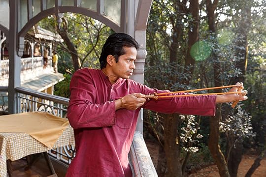 INDIA. Matheran. Verandah in the forest. Catapult to deter monkeys. 2016.
