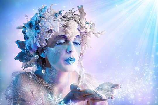 Winter portrait blowing snowflakes