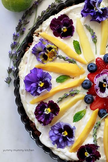 Beautiful healthy breakfast fruit and granola tart