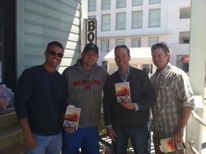 At Sundog Books with longtime friends, James Drake, Terry Edmondson and Walker Cagle.