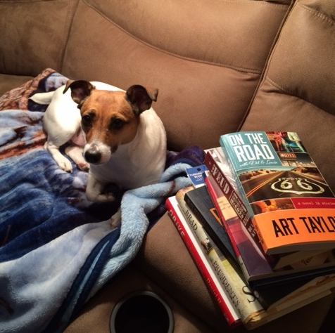Disney Dog and One of My TBR Piles