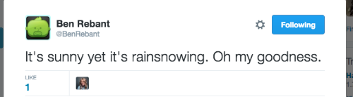 Ben often tweets about the weater