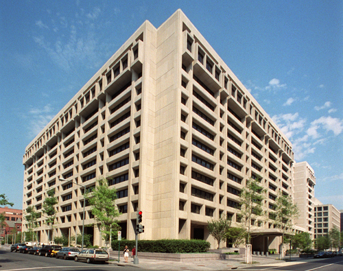 Image credit: IMF Headquarters, Washington, DC by International Monetary Fund. Public domain via Wikimedia Commons.