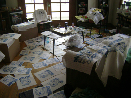 This is the end of having available space in my living room until the prints dried. 