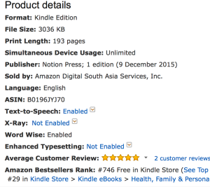 Amazon Ranking 746 / 29 at Kindle 