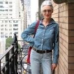 cute older woman in jeans