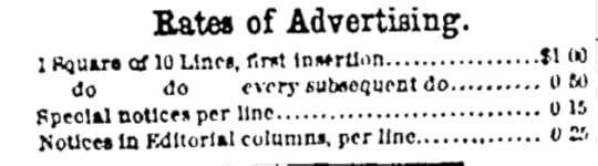 8 March 1862 Rates of Advertisement