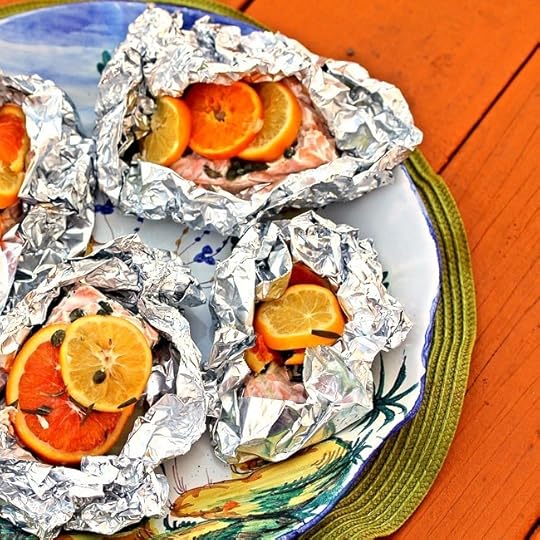 Poached Salmon with Citrus, Capers and Rosemary