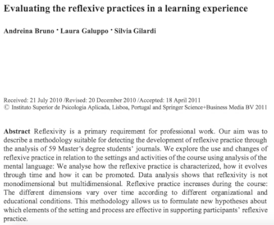 Evaluating the reflexive practices in a learning experience