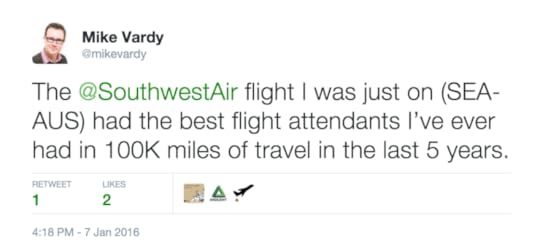 My tweet about the Southwest flight attendant who found joy in their work