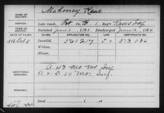 Cian Mahony survived his service, and went on to claim a pension based on it (Fold3/NARA)