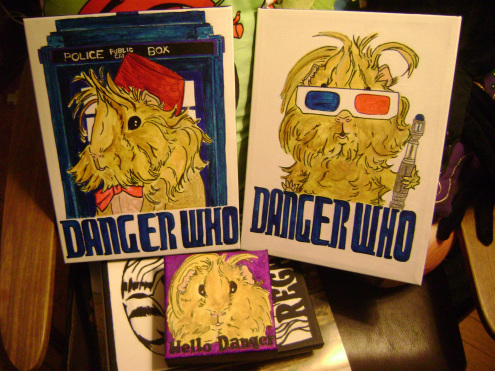 The Danger Who original paintings and Hello Danger. 