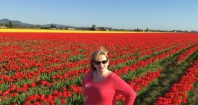 me with red tulips