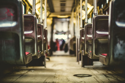 taking public transportation on bus