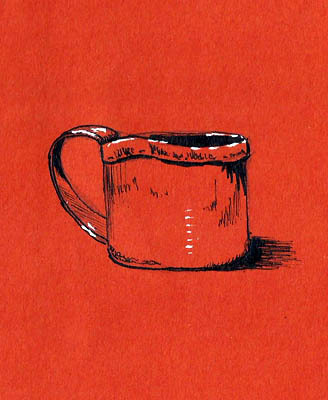 This large cup was made from seal skin and sewn with reindeer sinew.