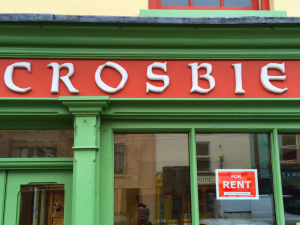 Reality: Lots of empty shopfronts. Clare hasn't recovered from the recession.
