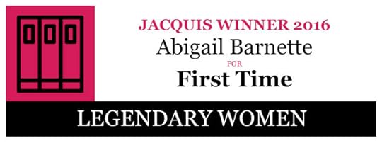 Text reads: Jacquis Winner 2016 Abigail Barnette for First Time. There is a black bar at the bottom that reads 