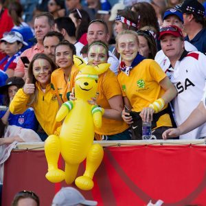 Australian fans celebrate at a Women's World Cup match in Winnipeg. PHOTO: CANADA SOCCER/RUSTY BARTON