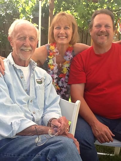 Bill Holman--looking fit from daily swimming--daughter Susanne, and son Michael 