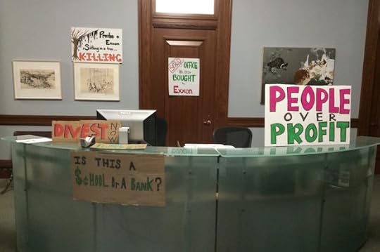 A photo from inside the sit-in protest (Credit: Columbia Divest for Climate Justice)